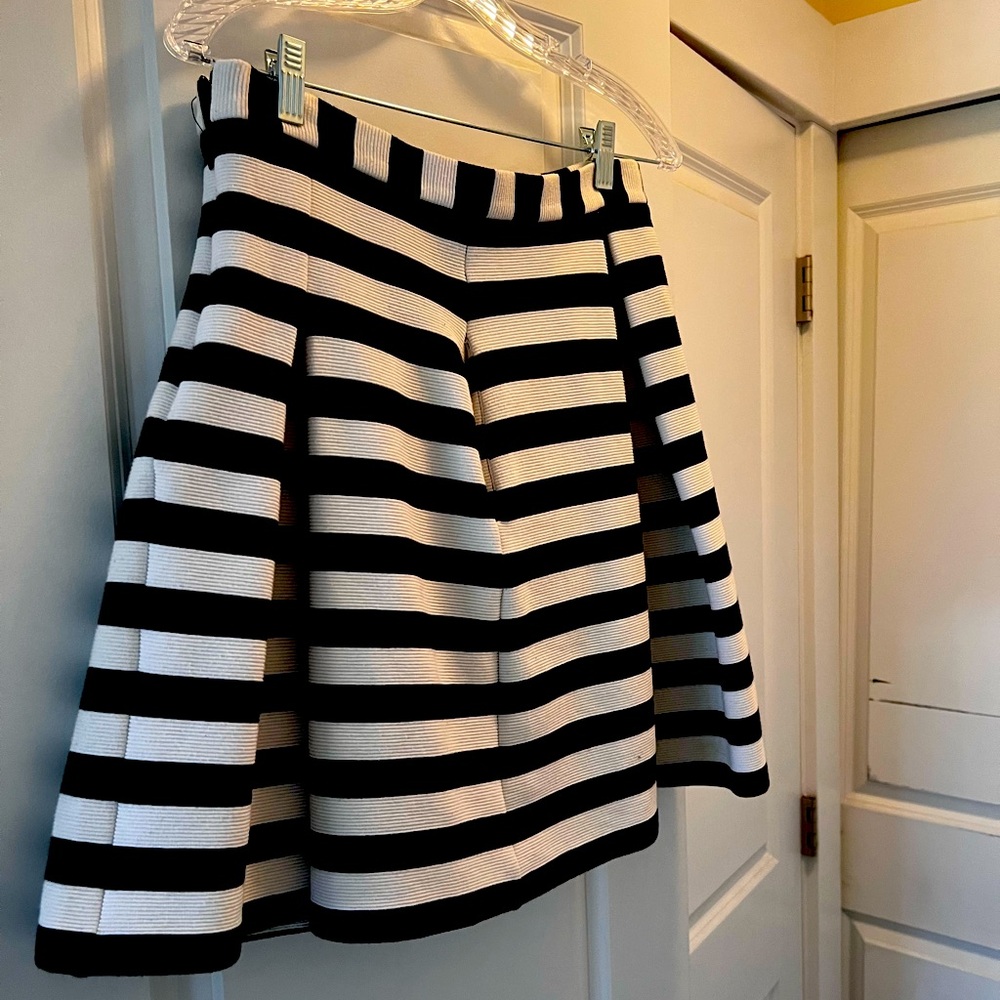 Boden Black and White Striped Mini Skirt  - with pockets!
